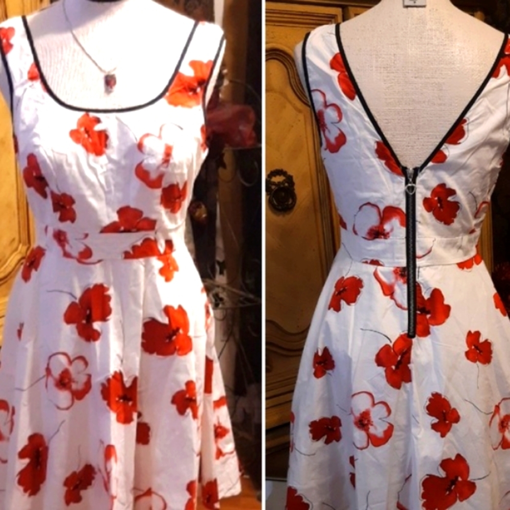 Womens Flower print dress LOVE TEASE B2 Halter sleeve Summer Spring Red